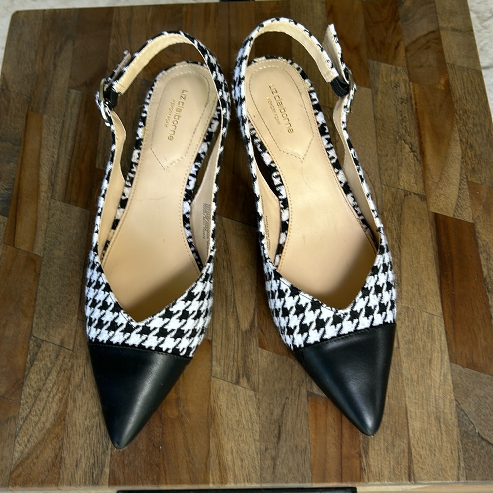 Houndstooth slingback kitten heels: Liz Claiborne “Quitman”